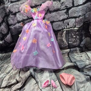1991 Barbie Songbird Dress Panties & Shoes Whole Outfit Purple Floral Fairy EUC